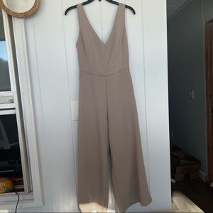 Dress Forum Tan Tank Tie Back Wide Leg Jumpsuit Size Medium